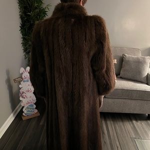 Full length woman’s beaver fur coat